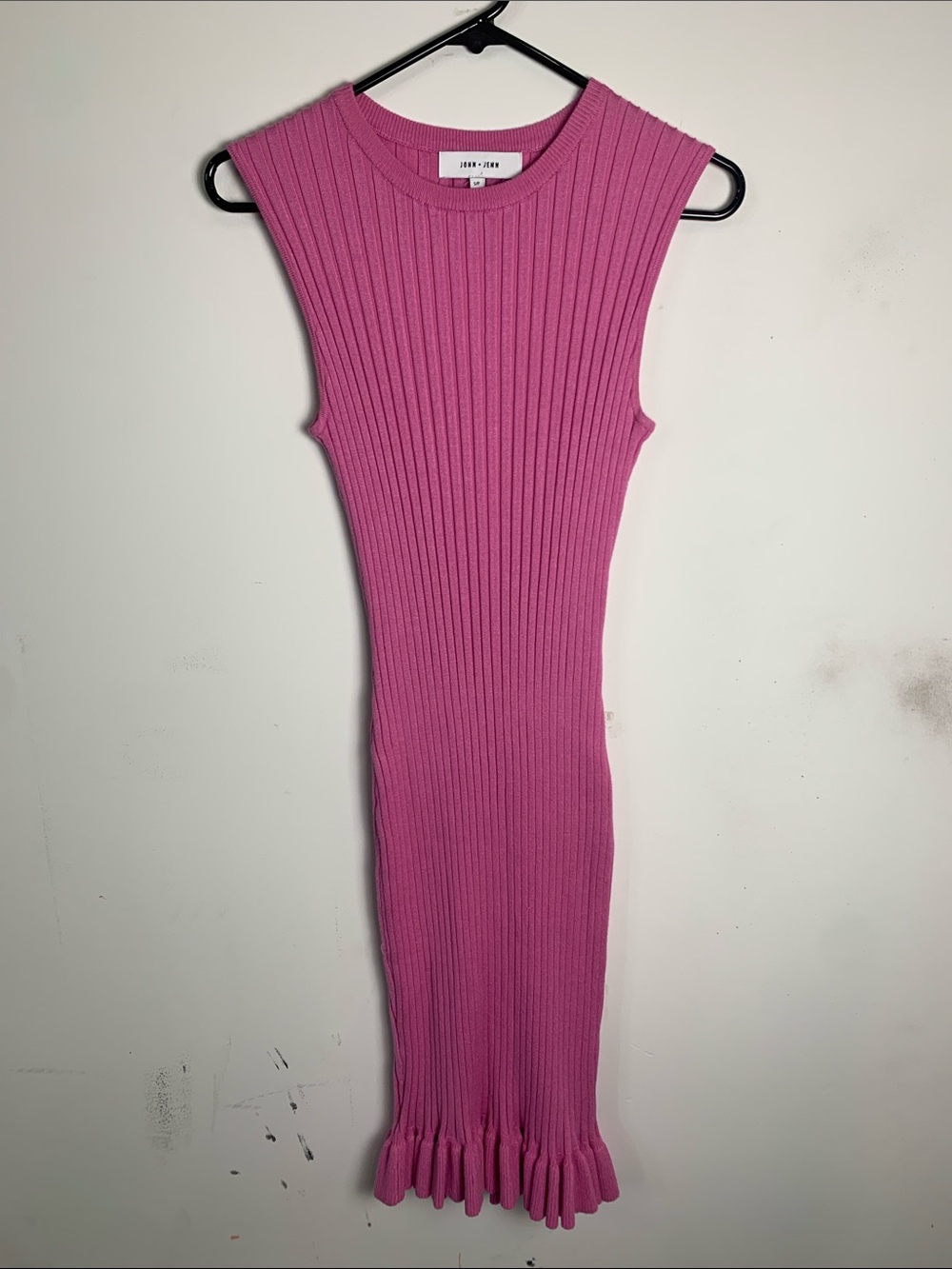 John + Jenn Ribbed Sleeveless Midi Dress in Pink